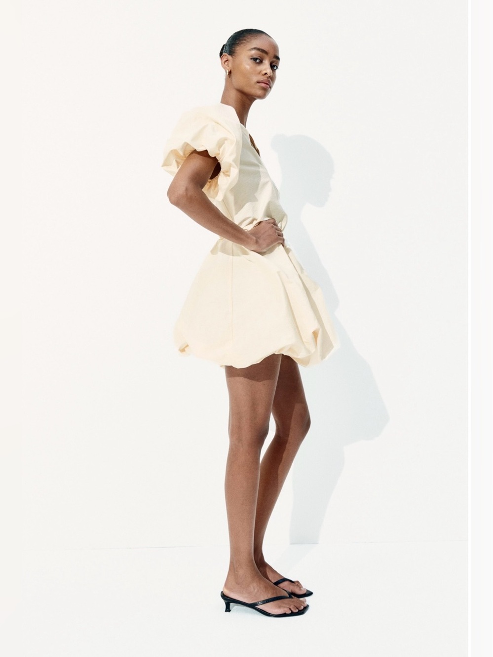 H&M bubble hem Cream Mini Dress